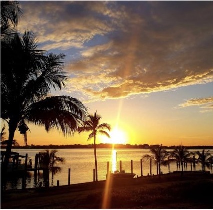 Caribbean sunset over the harbor